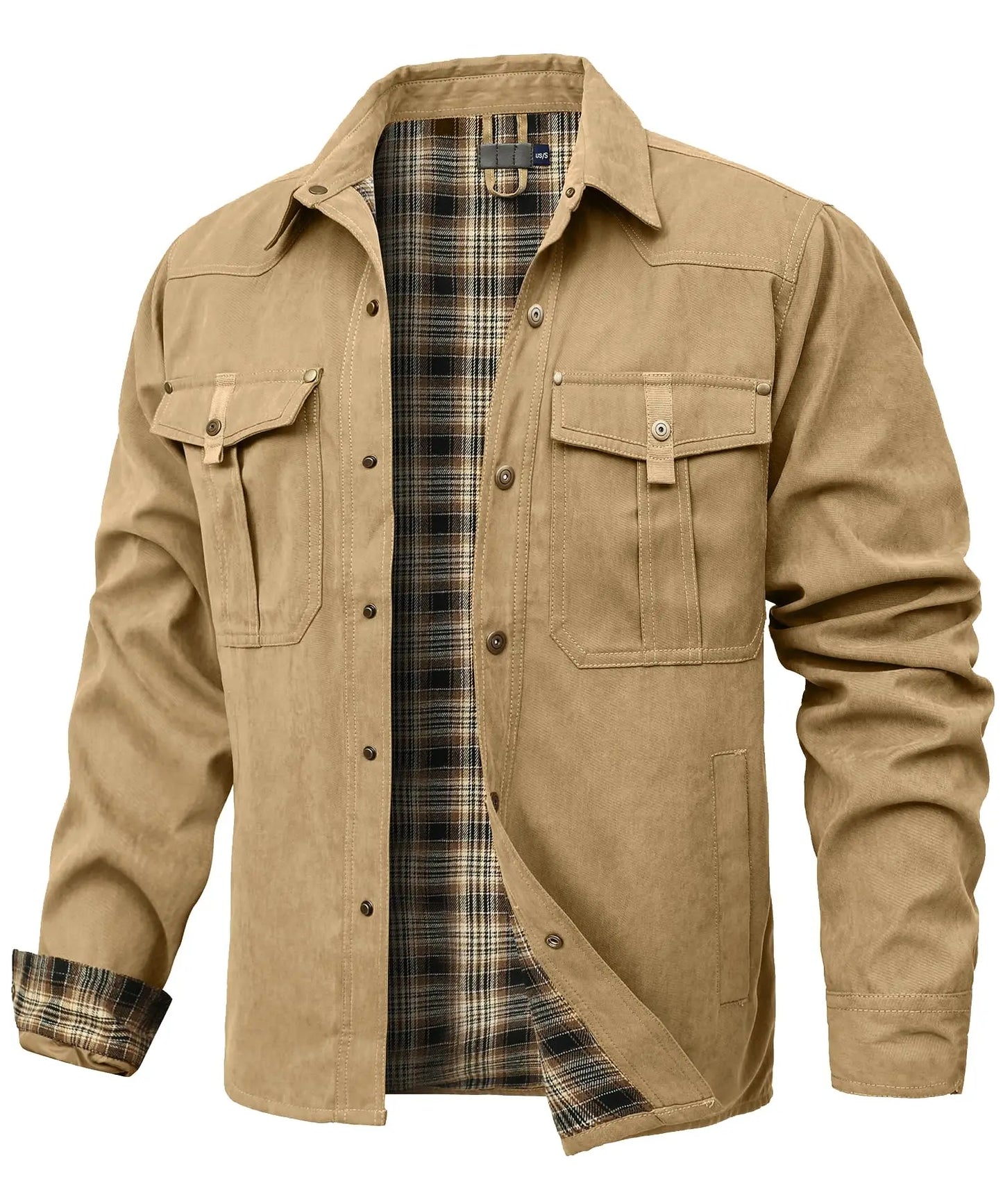 Vestes pour hommes, printemps, chemise doublée en flanelle, manteau, veste décontractée à boutons-pression, style cowboy occidental, haut de haute qualité, taille US