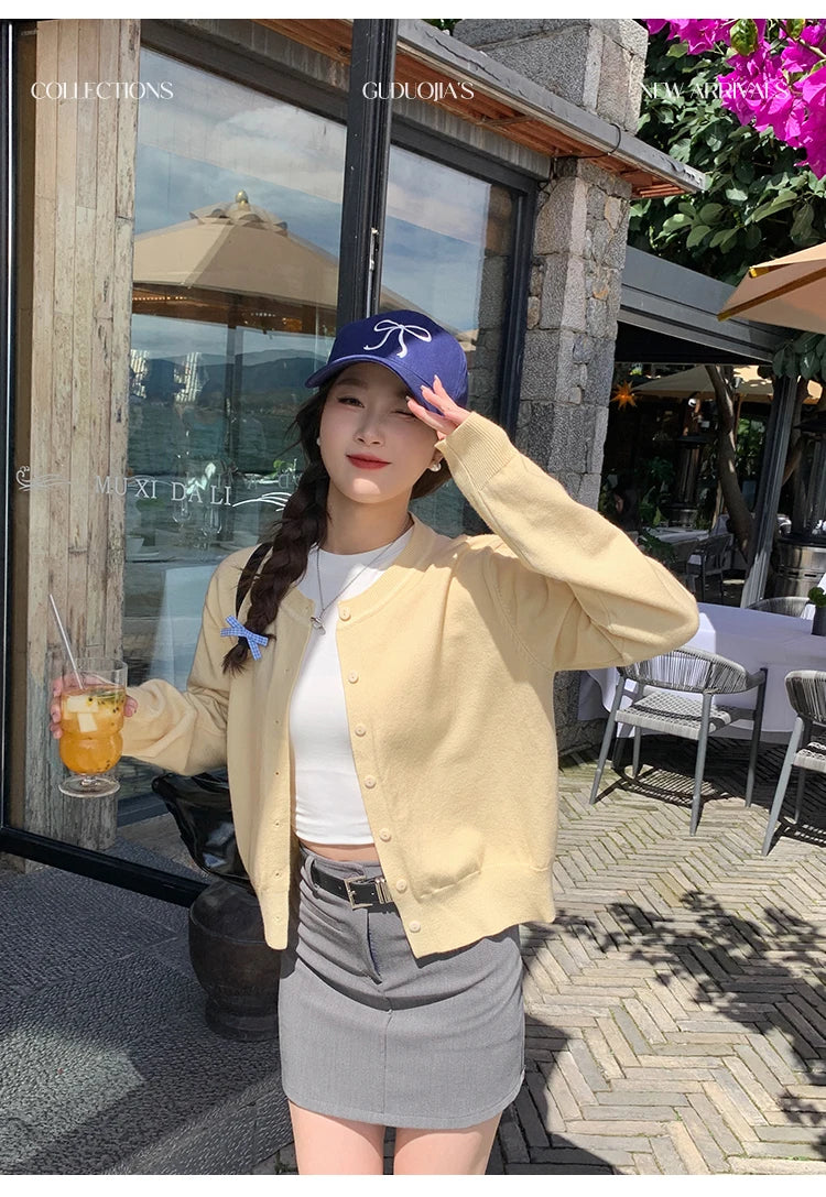 Cardigans tricotés à manches longues et col rond pour femme, pulls doux et solides, collection automne-hiver 2025