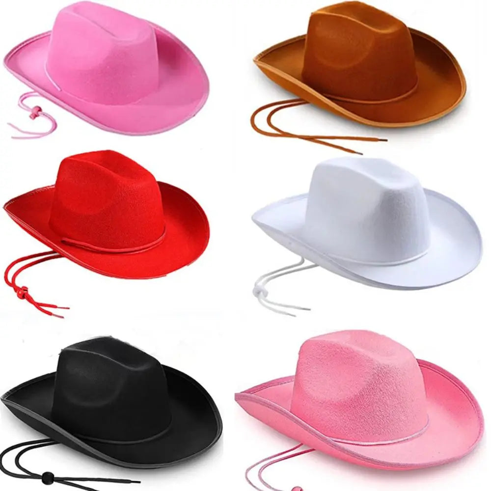 Chapeau de cowboy pour femmes et hommes, accessoire de cowboy, chapeau de princesse en feutre, chapeau de fĂȘte d'enterrement de vie de jeune fille, costume de fĂȘte, cosplay, chapeau de cowgirl, performance