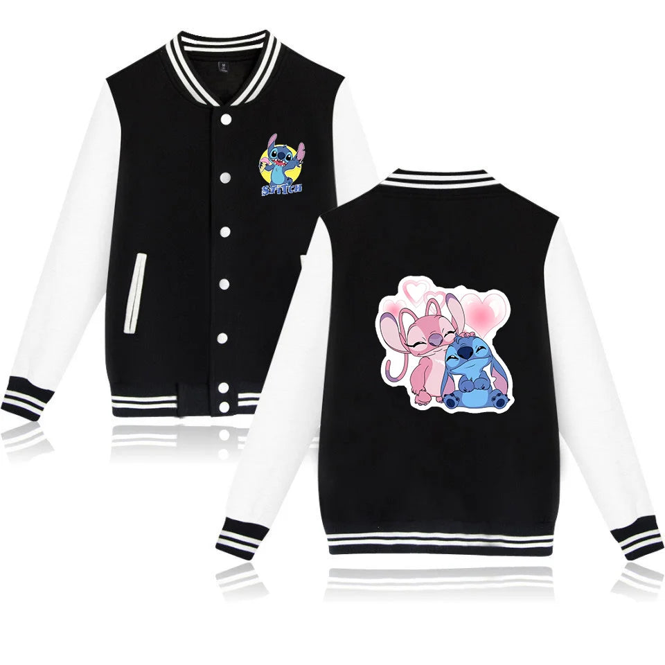 Veste de baseball Lilo Stitchou pour hommes et femmes, style hip-hop, Harajuku, streetwear, pour enfants, garçons et filles, manteaux amples pour l'université
