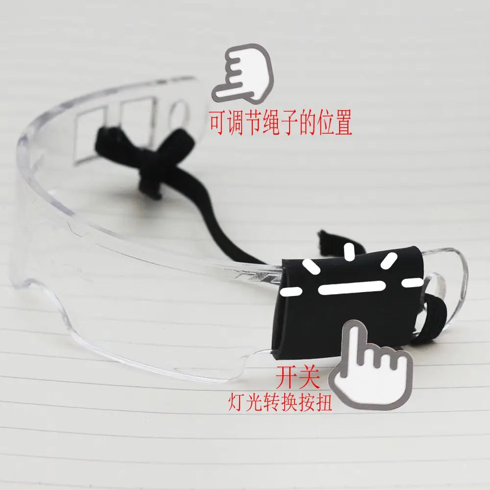 Lunettes LED Punk Labubu Poupée Labubu Lunettes Lumineuses 3 Couleurs Veilleuse Cool Lunettes Technologie Future Mini Édition pour tissu