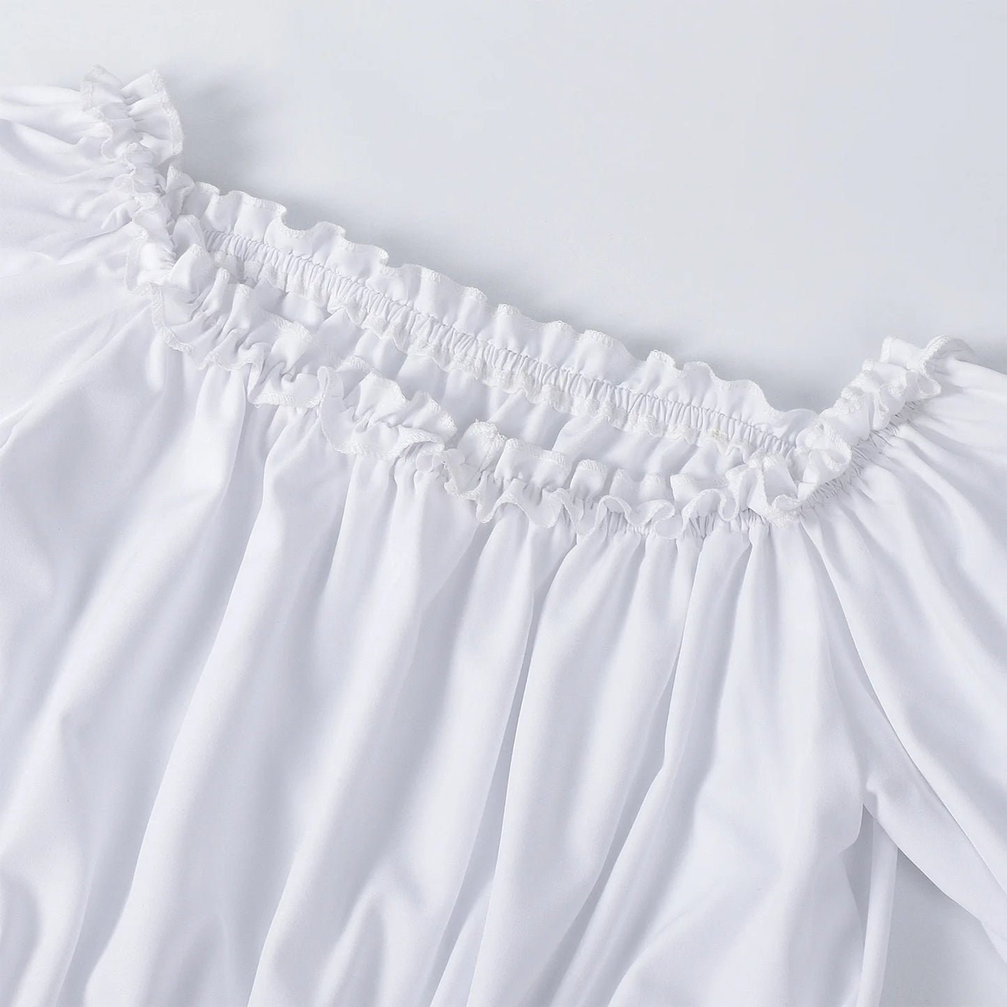 Chemises à volants Renaissance pour femmes, chemisier plissé à manches froissées, épaules dénudées, col bateau, chemise médiévale, chemise victorienne