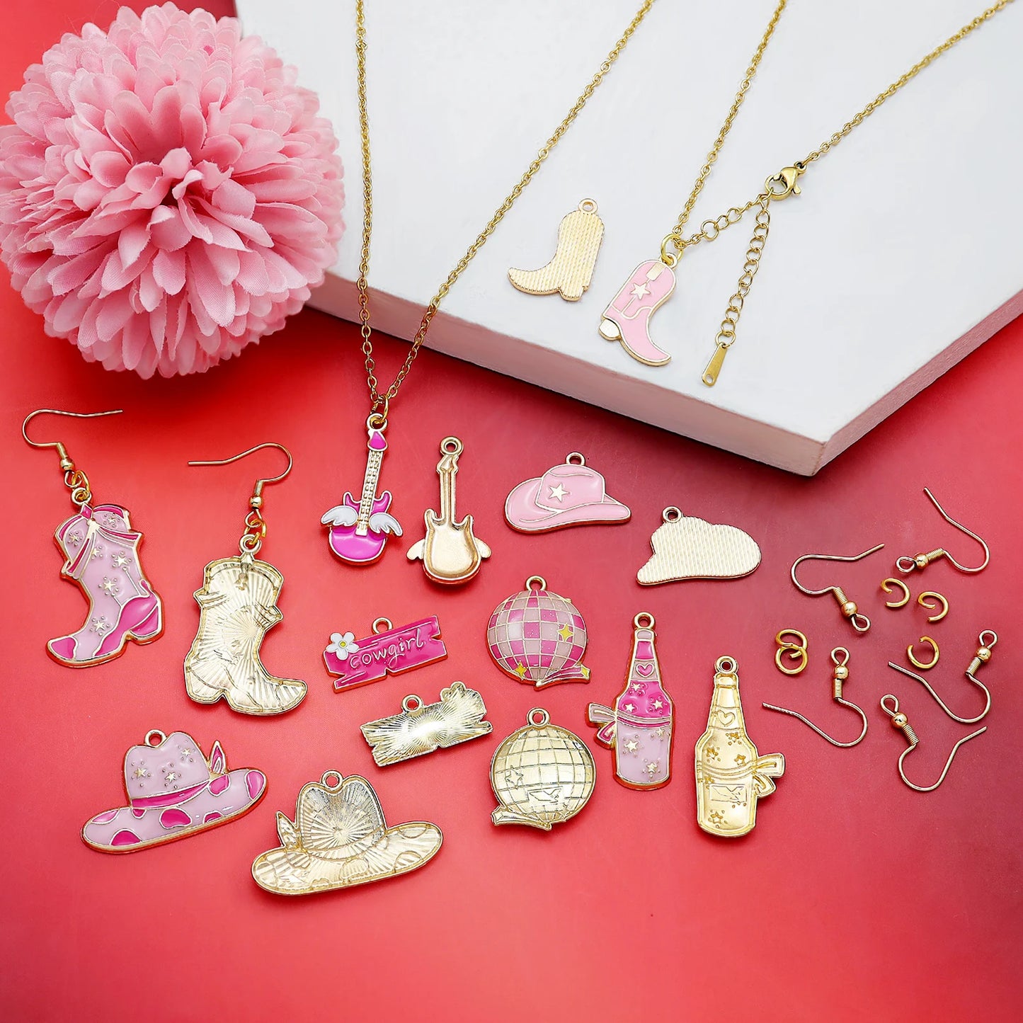 Pendentif Cowboy Western DIY Fabrication artisanale de bijoux pour boucles d'oreilles Bracelet Collier Émail Chapeau Cowgirl Bottes Breloques Accessoires