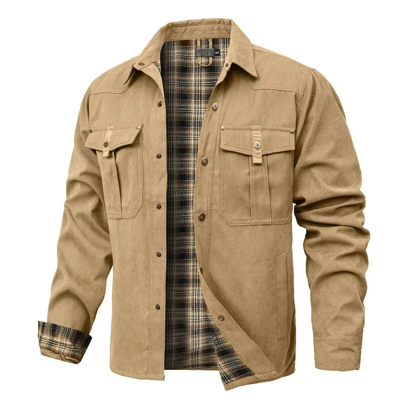 Vestes pour hommes, printemps, chemise doublée en flanelle, manteau, veste décontractée à boutons-pression, style cowboy occidental, haut de haute qualité, taille US