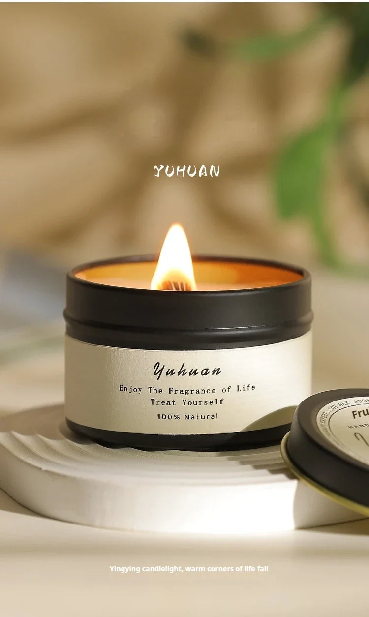 Bougies parfumées de luxe en étain noir, bougies décoratives pour la maison avec Woodwick, citronnelle, anti-moustiques, meilleur cadeau pour elle