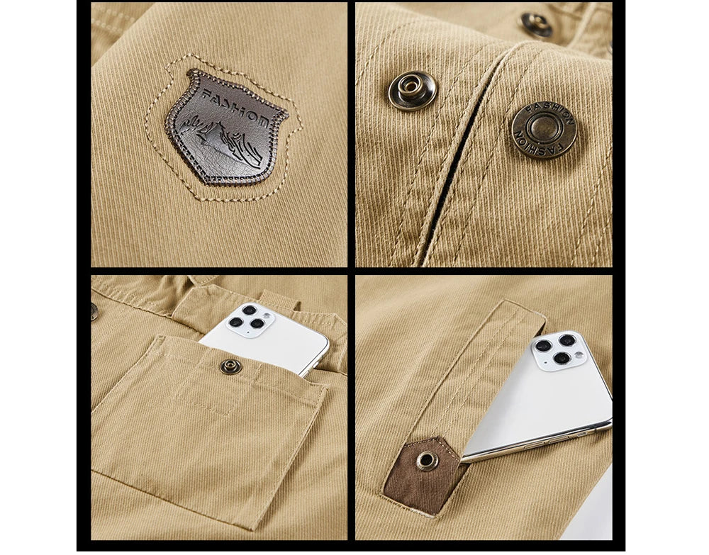 Vestes en coton pour hommes, tendance, printemps-automne, vĂȘtements d'extĂ©rieur, coupe-vent, col rabattu, vestes tactiques, 5XL