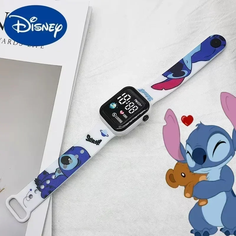 New Stitch cartoon color printed student LED electronic watch lovely fashionable printed square Y1 button electronic watch
