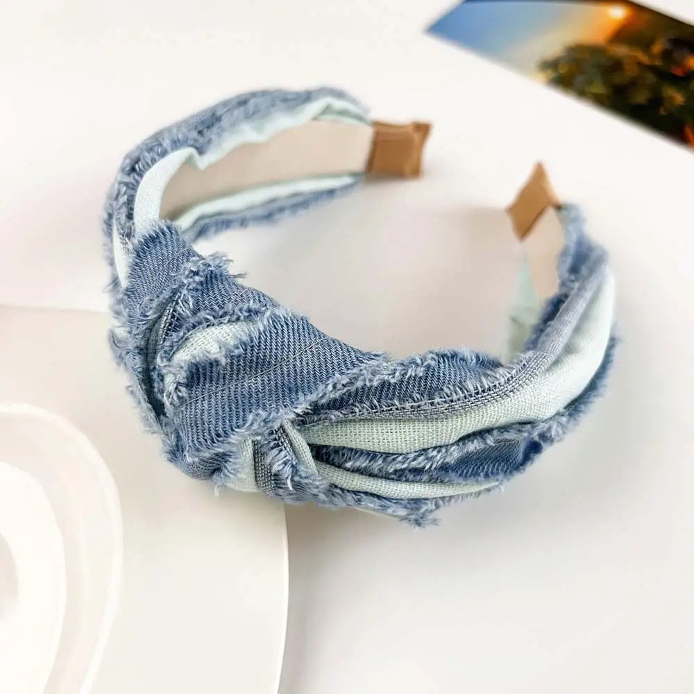 Denim tissu Cowboy bandeau coiffure chapeaux Cowboy cheveux cerceau cheveux accessoires Style coréen Denim noué bandeau fête