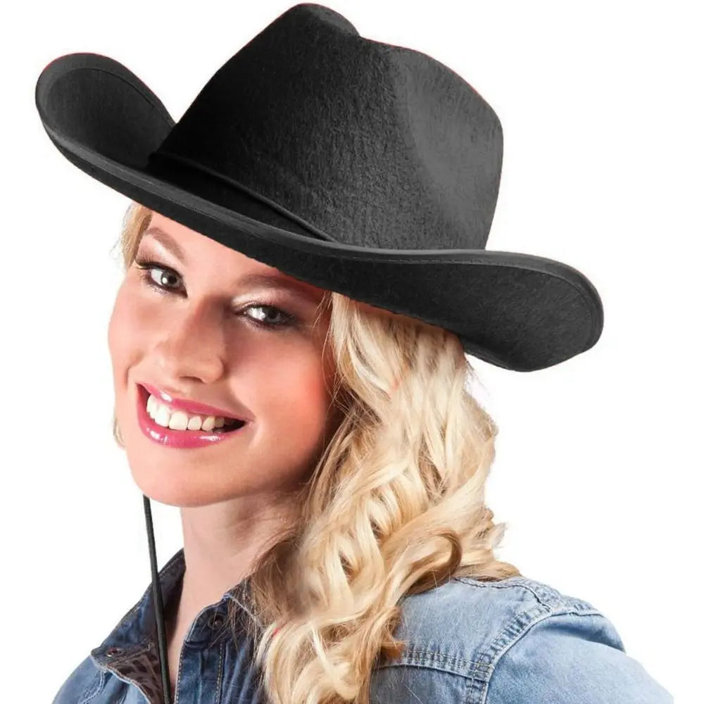 Chapeau de cowboy pour femmes et hommes, accessoire de cowboy, chapeau de princesse en feutre, chapeau de fĂȘte d'enterrement de vie de jeune fille, costume de fĂȘte, cosplay, chapeau de cowgirl, performance