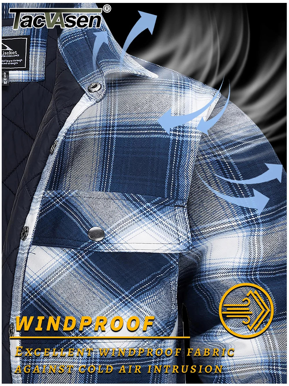 TACVASEN Veste d'hiver en coton Ă  carreaux pour homme, manches longues, matelassĂ©e, doublĂ©e, en flanelle, multi-poches, vĂȘtements d'extĂ©rieur, manteaux de randonnĂ©e