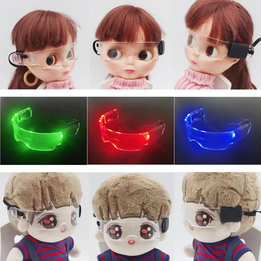 Lunettes LED Punk Labubu Poupée Labubu Lunettes Lumineuses 3 Couleurs Veilleuse Cool Lunettes Technologie Future Mini Édition pour tissu