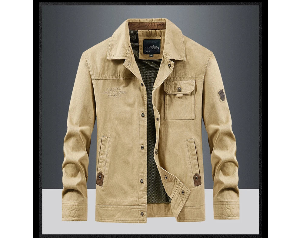 Vestes en coton pour hommes, tendance, printemps-automne, vĂȘtements d'extĂ©rieur, coupe-vent, col rabattu, vestes tactiques, 5XL