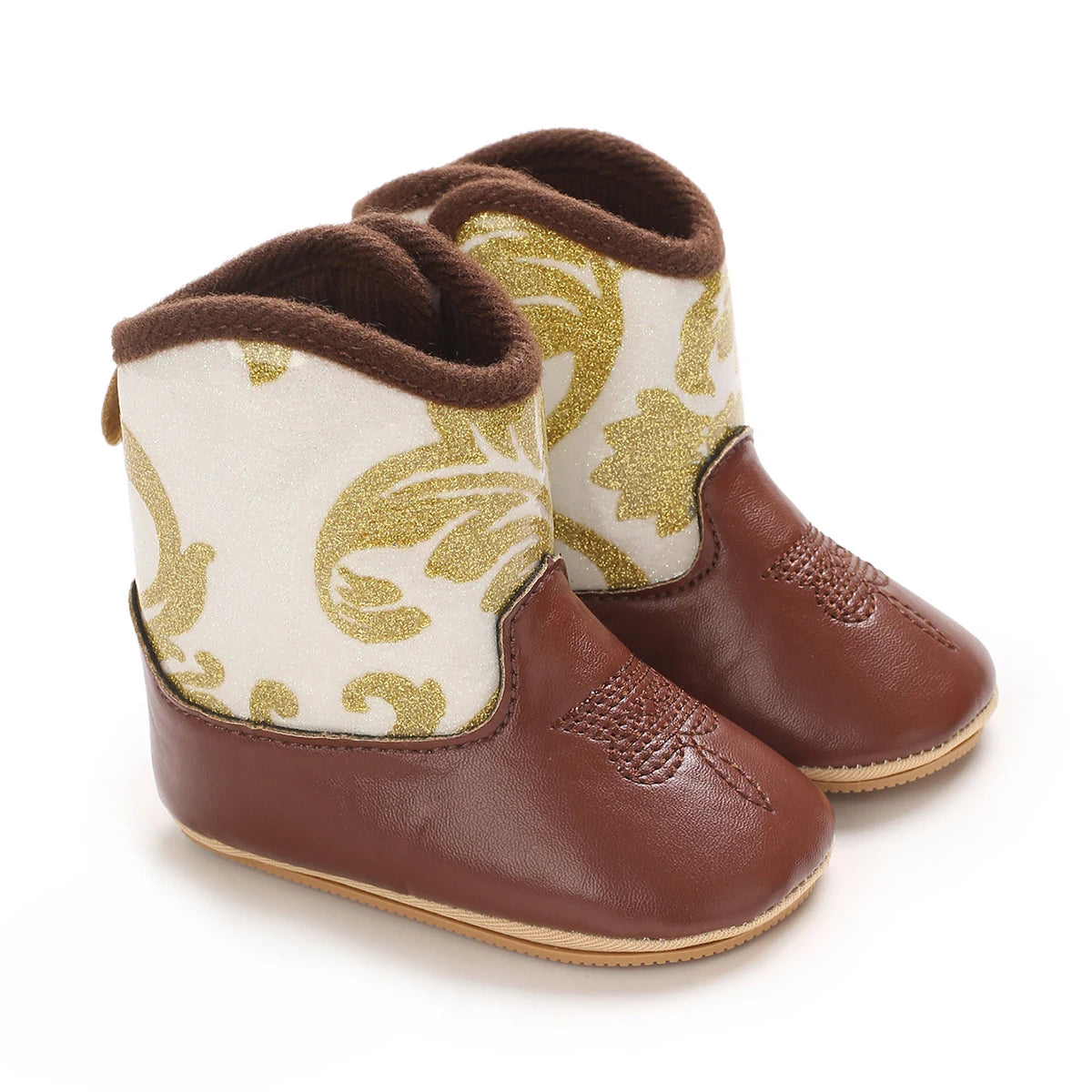 "Baby Cowboy Boots 0-18M - Autumn Western Style | Embroidered Mid-Calf Design | Fashion First Walkers"