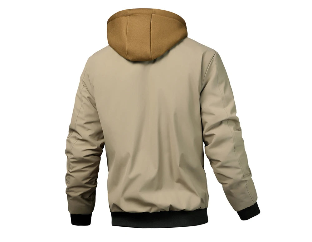Veste bomber chaude pour homme, coupe-vent épais, à capuche, pour l'extérieur, la randonnée, le sport, thermique, fermeture éclair, collection automne-hiver