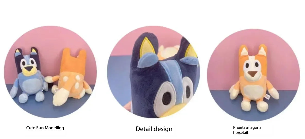 Peluches familiales  17/28 cm – Chiens de dessin animé, peluches douces, idéales pour les anniversaires et les cadeaux de Noël