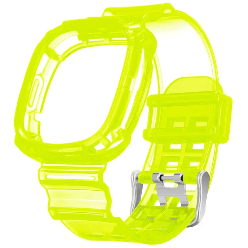 Bracelet transparent + étui pour Fitbit Versa 4/Versa 3, bracelet de rechange en silicone transparent pour montre connectée Fitbit Versa 4/3
