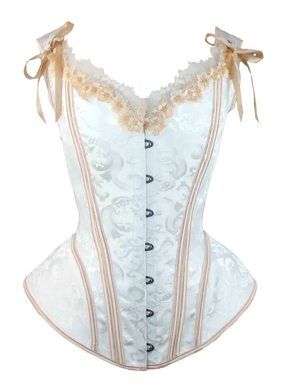Corset en brocart Vitange avec bretelles, bustier jacquard overbust, corset pour Halloween, cosplay