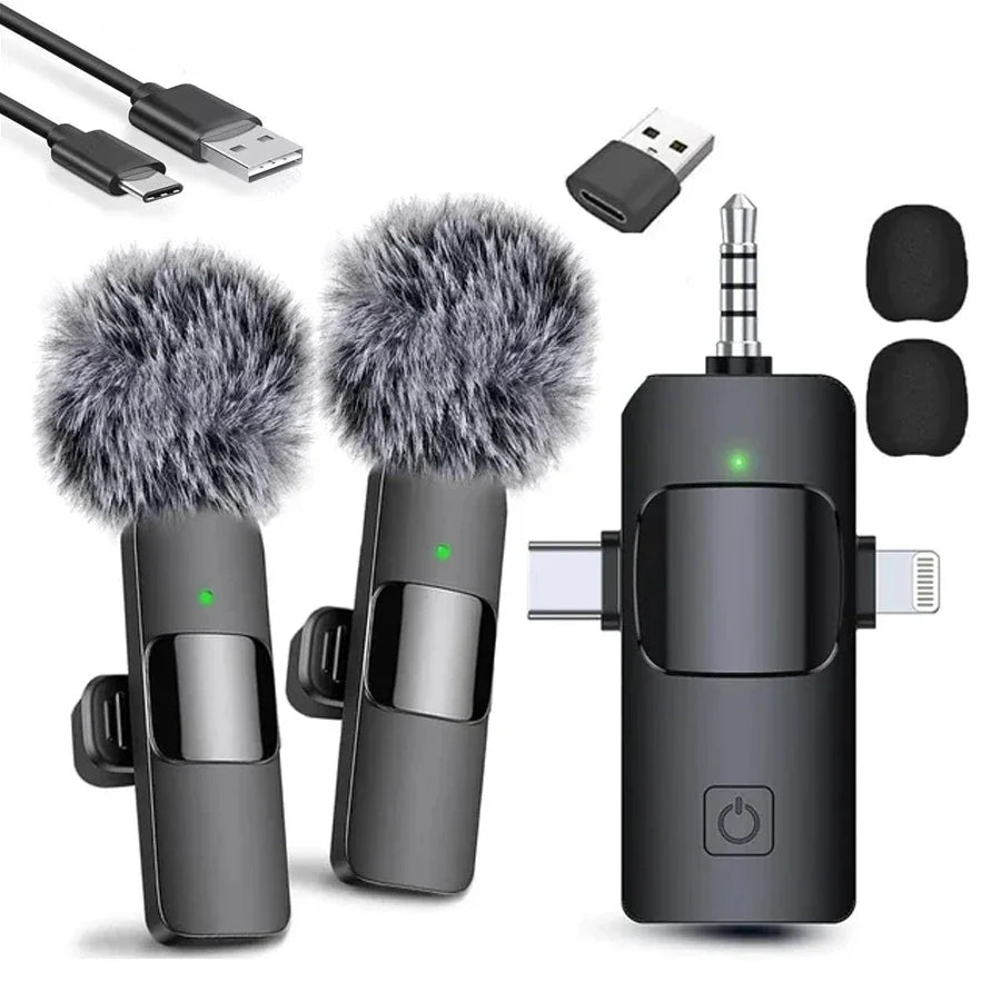 Lavalier Professional Dual Wireless Lapel Microphone Mic For iPhone Android Phone Mobile Cell PC Tie Buttonhole Micro Microphon