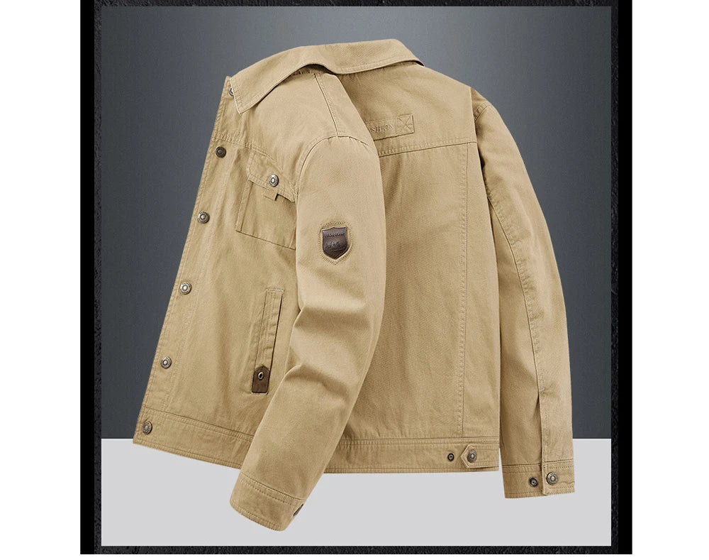 Vestes en coton pour hommes, tendance, printemps-automne, vĂȘtements d'extĂ©rieur, coupe-vent, col rabattu, vestes tactiques, 5XL