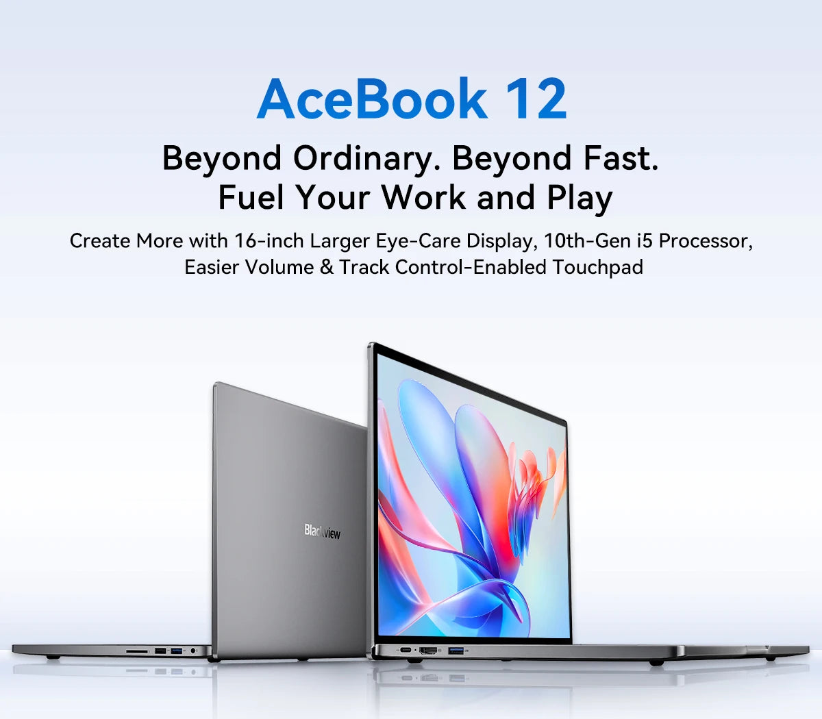Ordinateur portable Blackview AceBook 12 Win 11 16'' FHD IPS, Intel I5-1030NG7, 16 Go de RAM, 512 Go de SSD, bouton d'alimentation 2 en 1 avec empreinte numérique