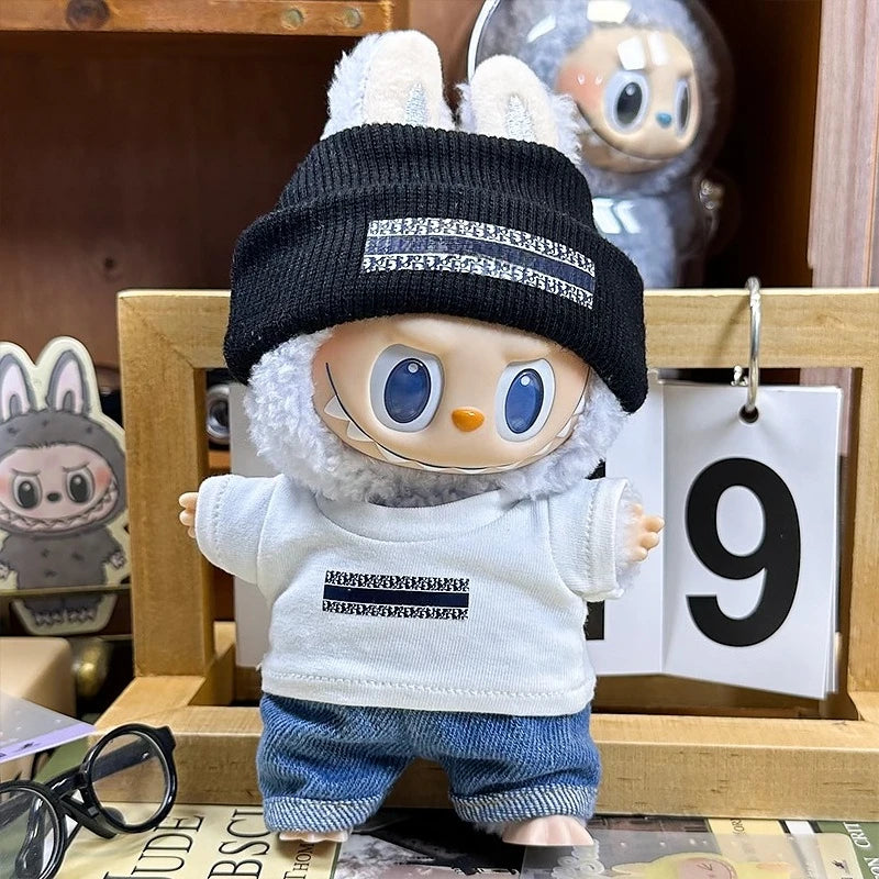 For 15-17cm Labubu Luxury Dress Set Fashion Clothes Pants Hat Outfit Labubu V1 V2 Doll DIY Clothing designer Toys Accessories