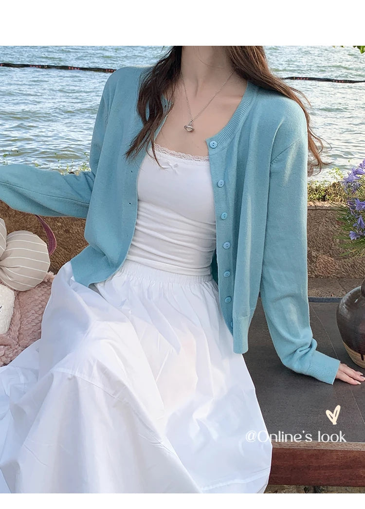 Cardigans tricotés à manches longues et col rond pour femme, pulls doux et solides, collection automne-hiver 2025