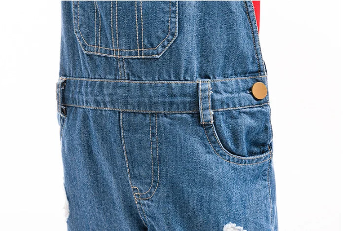 Costume Lilo pour enfant, Halloween, Cosplay, salopette en jean et chemise à imprimé feuilles rouges, ensemble de 2 pièces, costume de carnaval pour fille