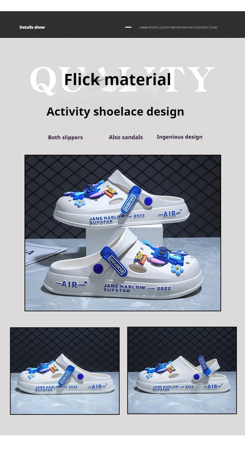 Chaussures à trous cousus pour hommes d'été, sandales antidérapantes et résistantes à l'usure pour l'extérieur, pantoufles de plage à semelles épaisses