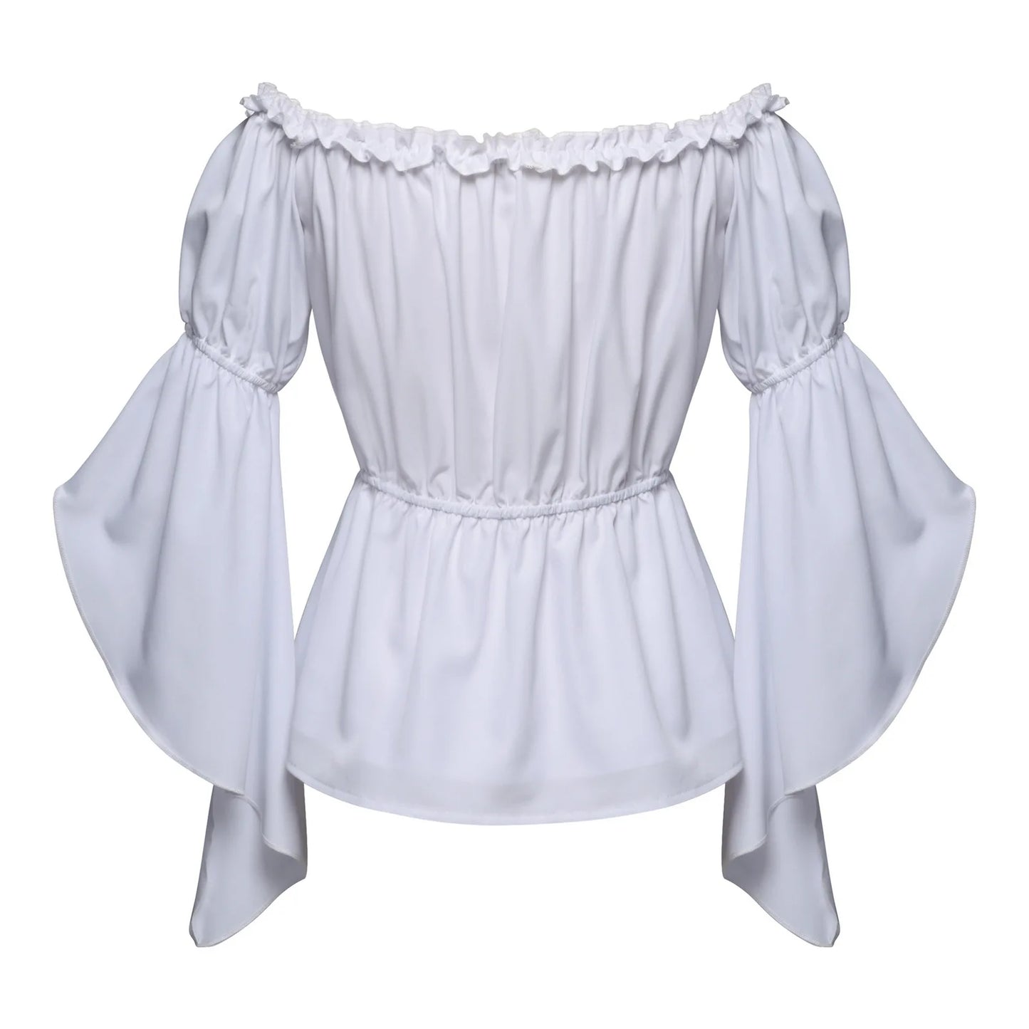 Chemises à volants Renaissance pour femmes, chemisier plissé à manches froissées, épaules dénudées, col bateau, chemise médiévale, chemise victorienne