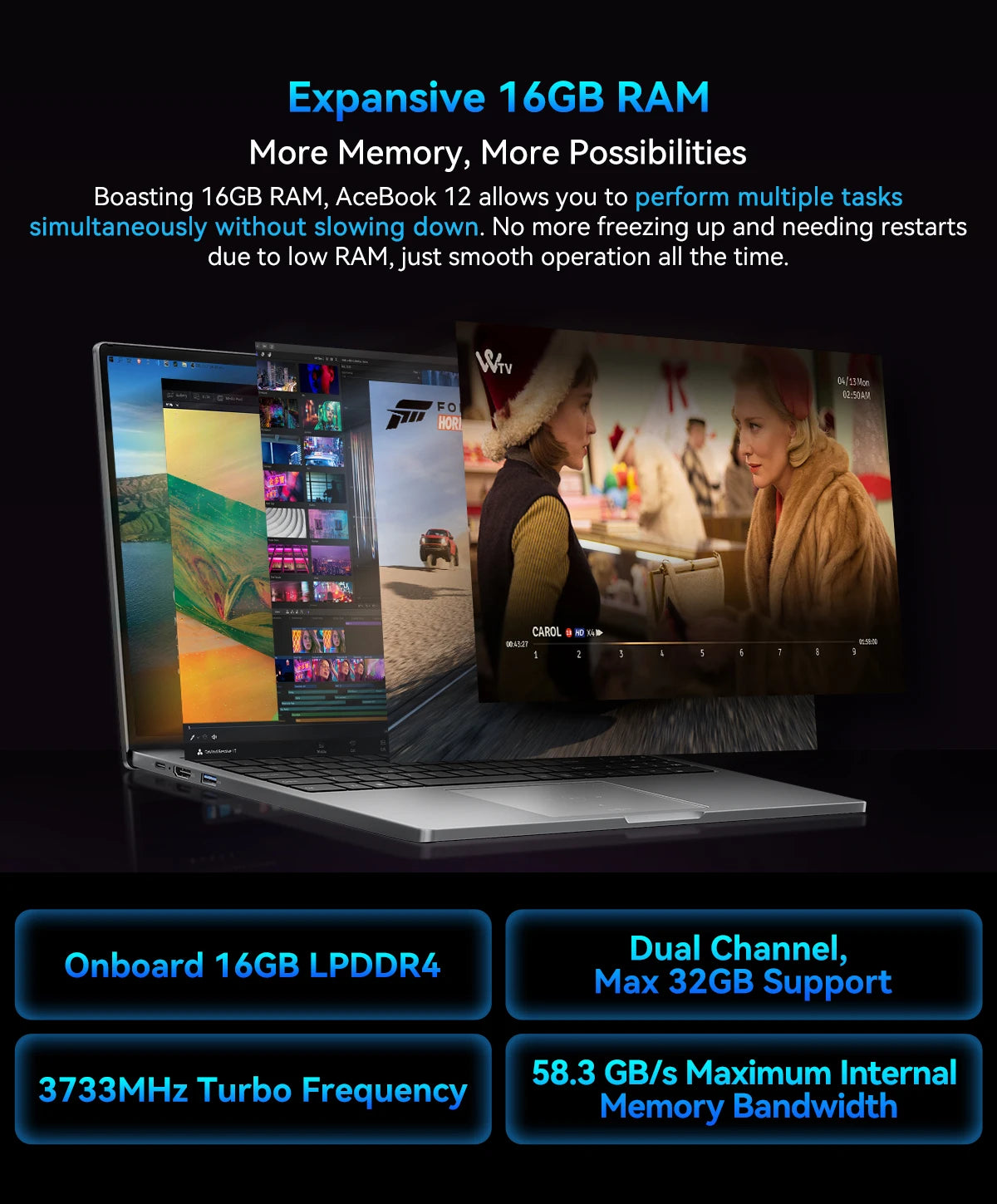 Ordinateur portable Blackview AceBook 12 Win 11 16'' FHD IPS, Intel I5-1030NG7, 16 Go de RAM, 512 Go de SSD, bouton d'alimentation 2 en 1 avec empreinte numérique