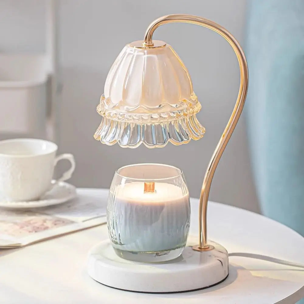 Lampe de bureau à bougie d'aromathérapie avec diffuseur d'arômes en marbre, minuterie d'éclairage à heure fixe, éclairage d'ambiance d'aromathérapie