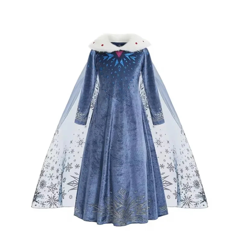 Déguisement pour fille, robe à manches longues, tenue de cosplay, princesse des neiges, tenue d'Halloween, de fête d'anniversaire
