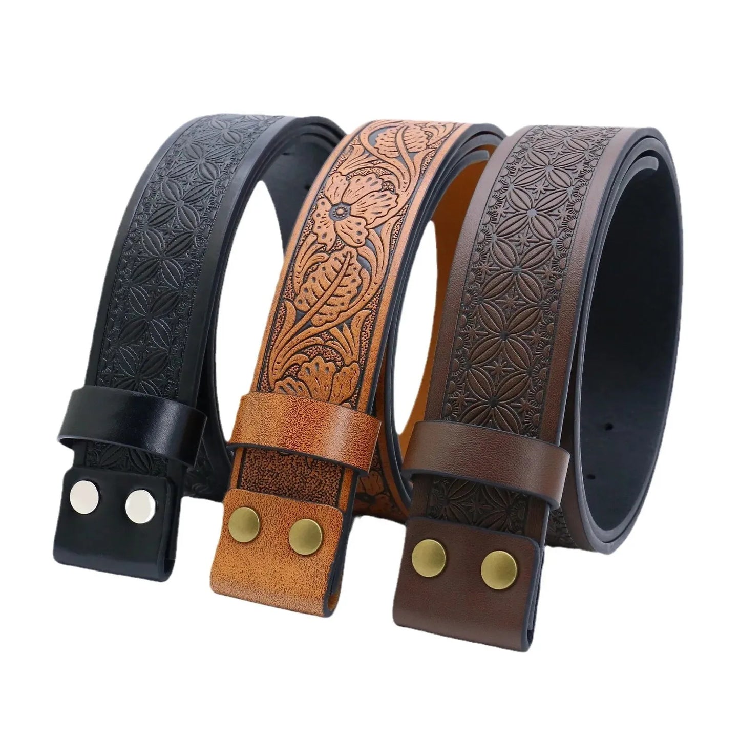 Ceinture ajustable en cuir style cowboy western, style punk, estampage en alliage, boucle de ceinture rétro américaine pour homme, accessoire de mode