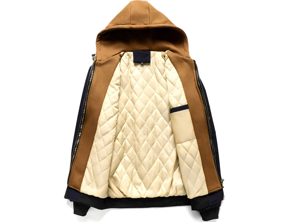 Veste bomber chaude pour homme, coupe-vent épais, à capuche, pour l'extérieur, la randonnée, le sport, thermique, fermeture éclair, collection automne-hiver