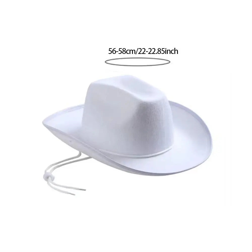 Chapeau de cowboy pour femmes et hommes, accessoire de cowboy, chapeau de princesse en feutre, chapeau de fĂȘte d'enterrement de vie de jeune fille, costume de fĂȘte, cosplay, chapeau de cowgirl, performance