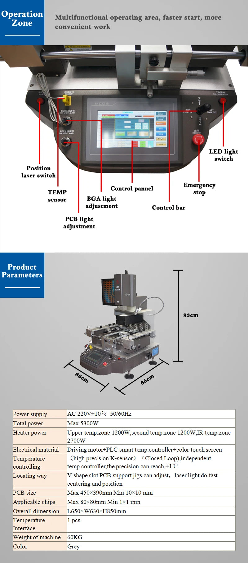 Station de soudage BGA entièrement automatique avec caméra CCD, système de réparation de puces de soudure et système de soudage BGA G820 G750 G720 G700