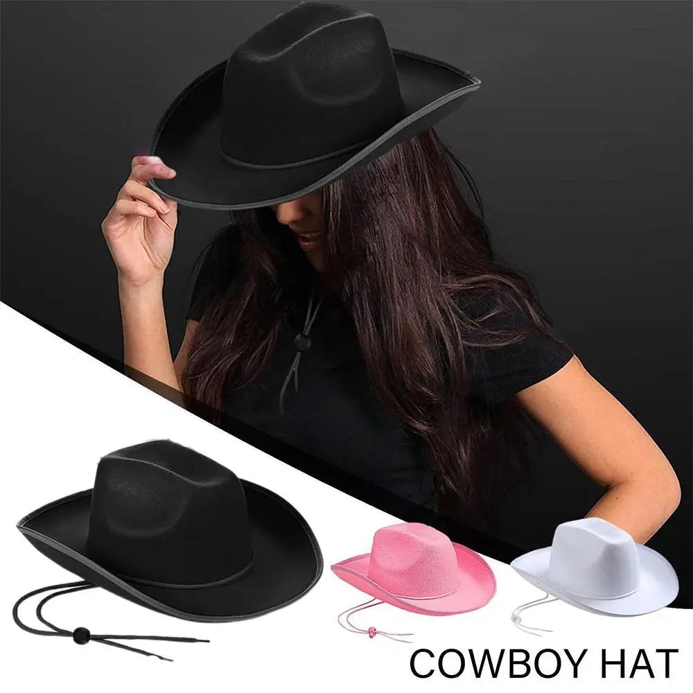 Chapeau de cowboy pour femmes et hommes, accessoire de cowboy, chapeau de princesse en feutre, chapeau de fĂȘte d'enterrement de vie de jeune fille, costume de fĂȘte, cosplay, chapeau de cowgirl, performance