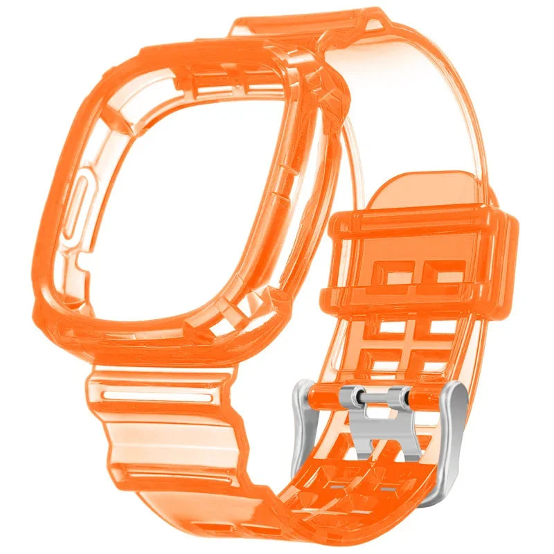 Bracelet transparent + étui pour Fitbit Versa 4/Versa 3, bracelet de rechange en silicone transparent pour montre connectée Fitbit Versa 4/3