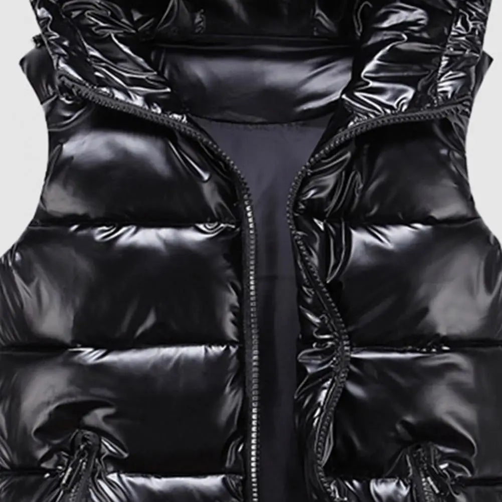 Gilet d'hiver chaud pour femme, poches de couleur vive, gilet rembourré en coton, couche intérieure matelassée, gilet de couleur vive pour femme, streetwear