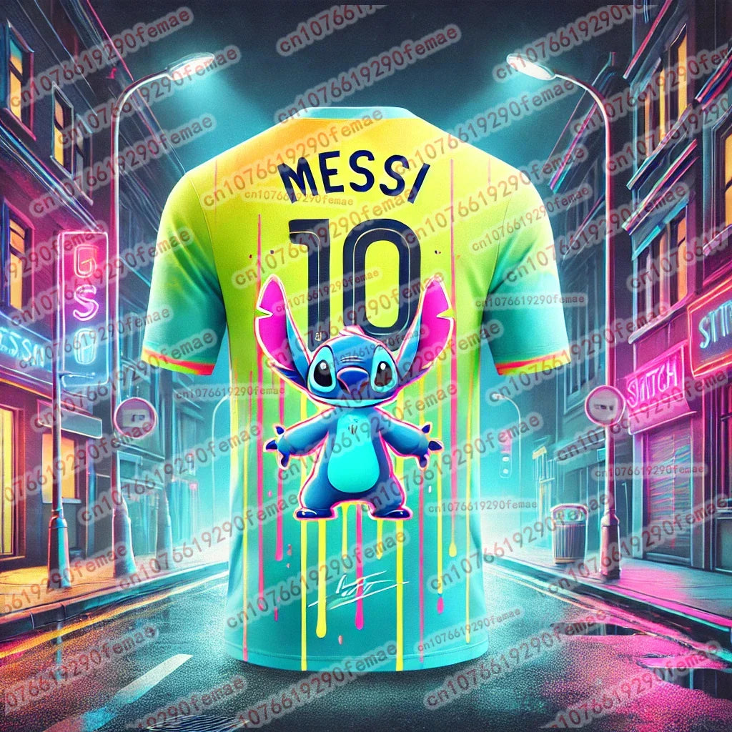 T-shirt Stitchou et Messi – Maillot d'été confortable, mignon et élégant pour enfants et adultes, garçons et filles