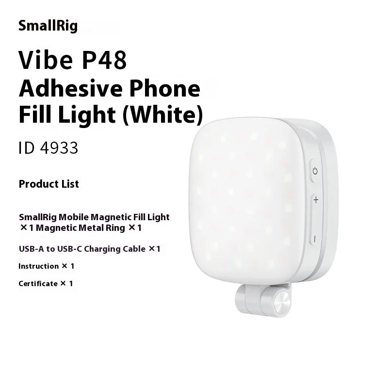 SmallRig Magnetic Phone Light,P48 Bi-Color Dimmable LED Fill-Light Foldable MagSafe Beauty Lamp Soft Panel,for IPhone16/Android
