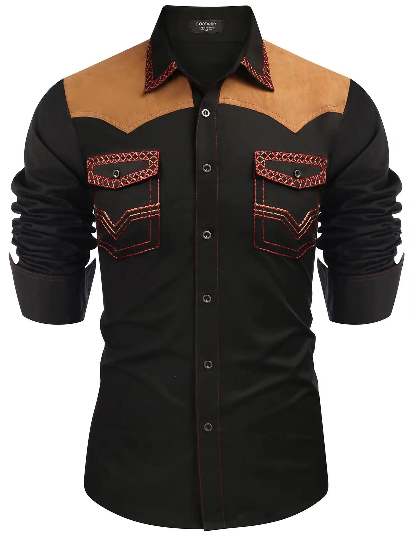 Chemise style cowboy western pour homme, printemps-automne 2025, manches longues, revers, vĂȘtements dĂ©contractĂ©s et tendance