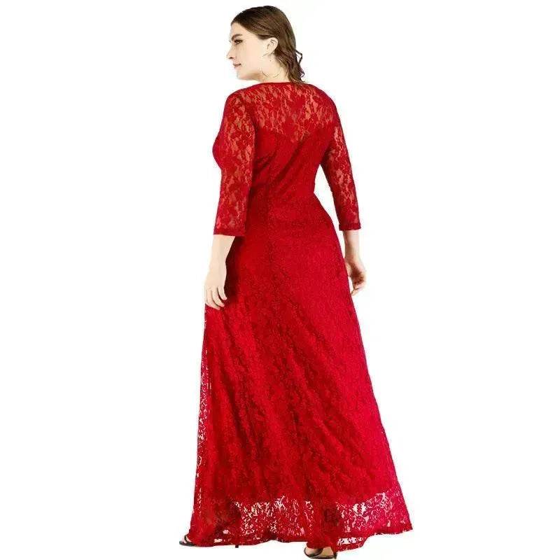 Fashionable Long sleeve Lace maxi Dress for Arab Dubai Turkey Middle Eastern Women