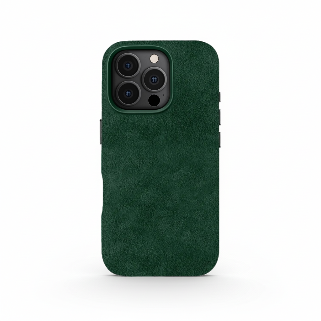 Green Alcantara Case For iPhone 16