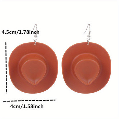 1 Pair Whimsical Disco Cowboy Hat Shaped Dangle Earrings - Drop & Dangle Novelty Jewelry with Funny Party Accessories for Girls and Women - Unique Gift Idea for Birthday, Christmas, or Any Celebration