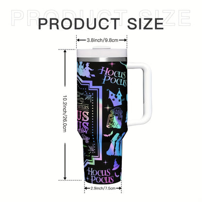 Gobelet Villains en acier inoxydable 113 ml avec couvercle et paille – Isotherme, étanche et réutilisable pour boissons chaudes et froides – Cadeau idéal pour les fêtes