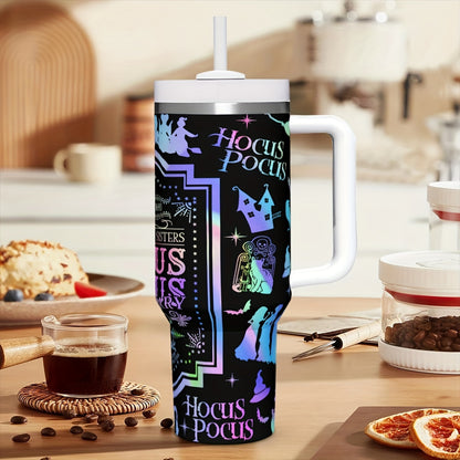 Gobelet Villains en acier inoxydable 113 ml avec couvercle et paille – Isotherme, étanche et réutilisable pour boissons chaudes et froides – Cadeau idéal pour les fêtes