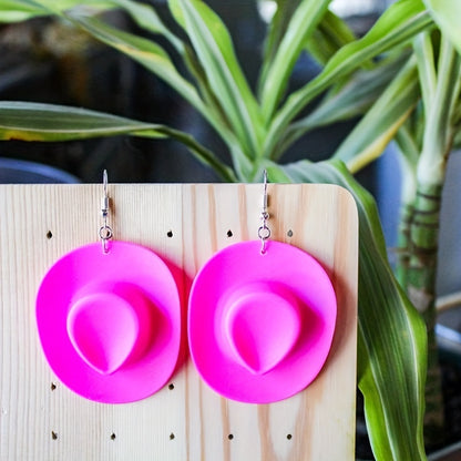 1 Pair Whimsical Disco Cowboy Hat Shaped Dangle Earrings - Drop & Dangle Novelty Jewelry with Funny Party Accessories for Girls and Women - Unique Gift Idea for Birthday, Christmas, or Any Celebration