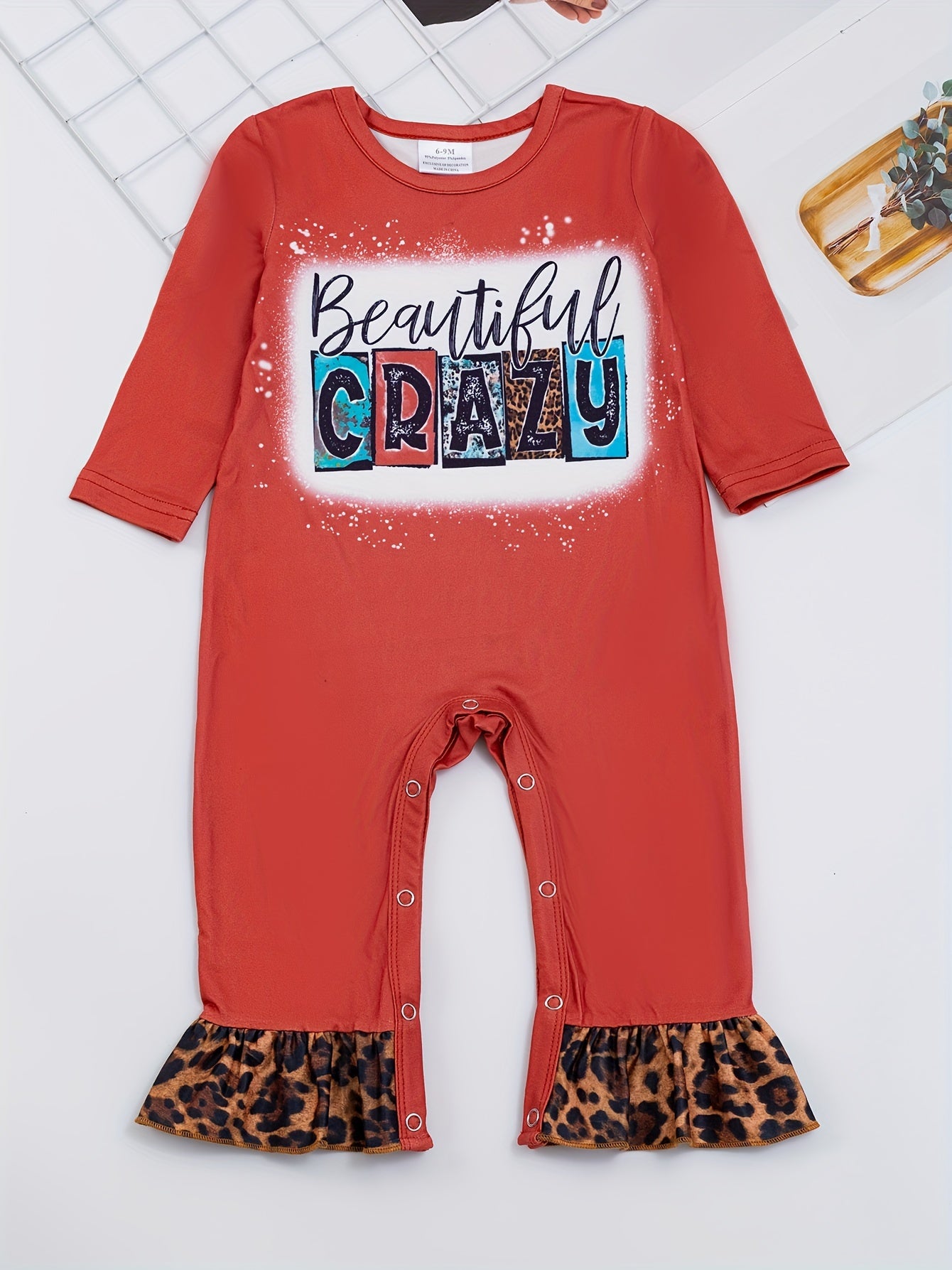Autumn Western Cowboy Series Baby Girl's Cute Bodysuit With Leopard Cow Pattern Flower Letter...random Print