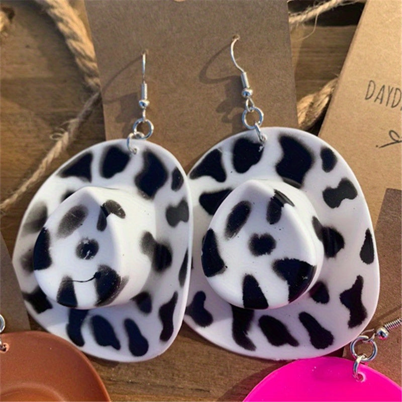 1 Pair Whimsical Disco Cowboy Hat Shaped Dangle Earrings - Drop & Dangle Novelty Jewelry with Funny Party Accessories for Girls and Women - Unique Gift Idea for Birthday, Christmas, or Any Celebration